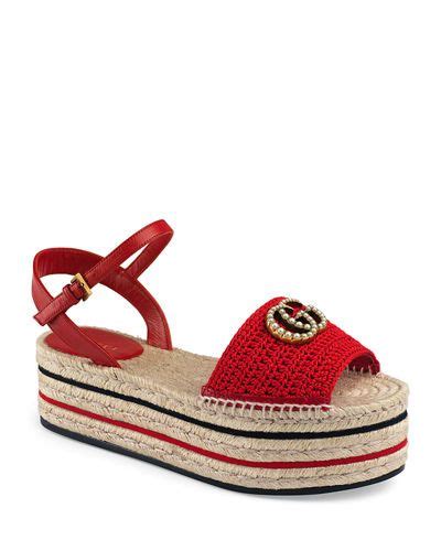 gucci layered platform crochet espadrilles|Gucci platform sandals.